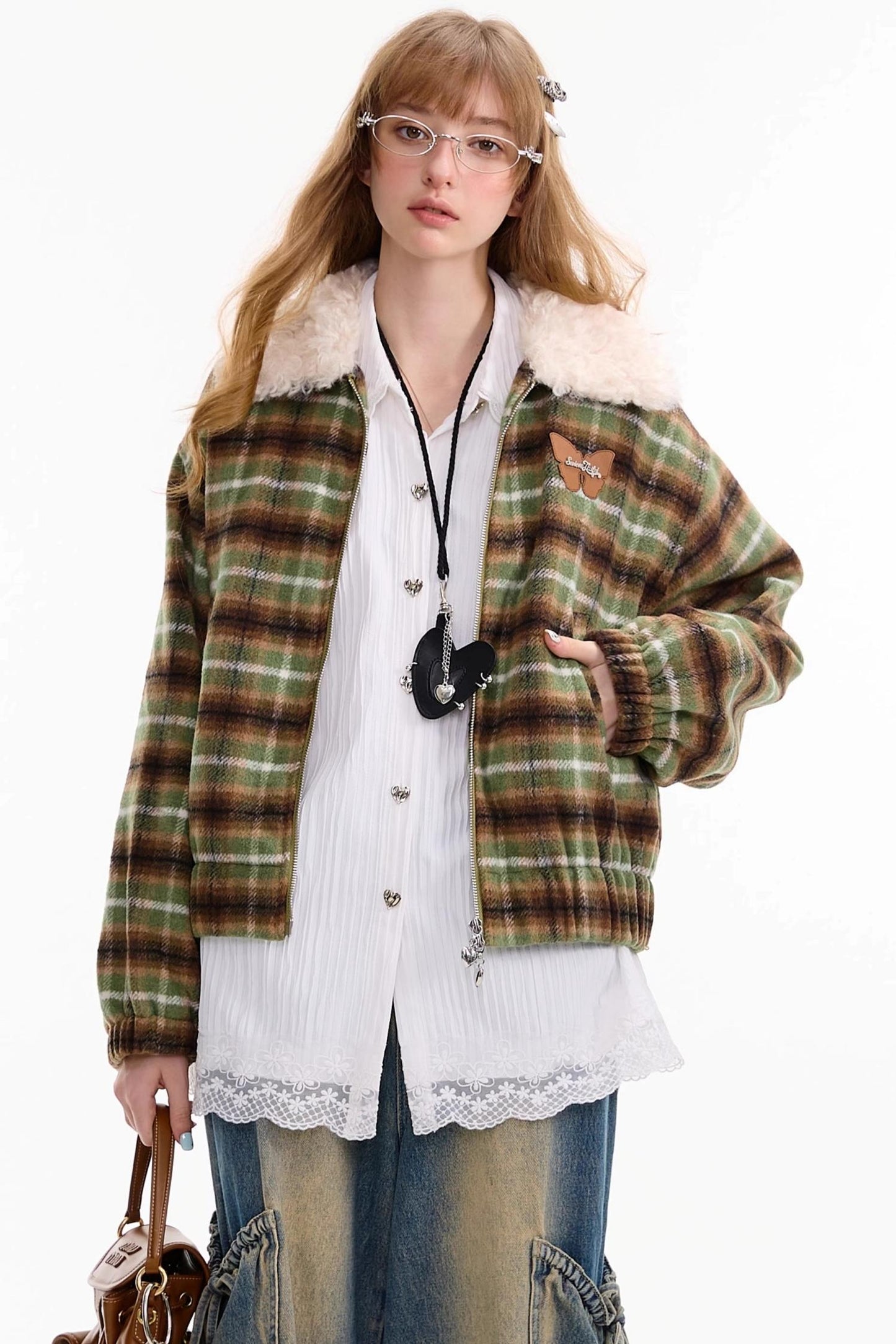 Winter Retro Green Plaid Jacket