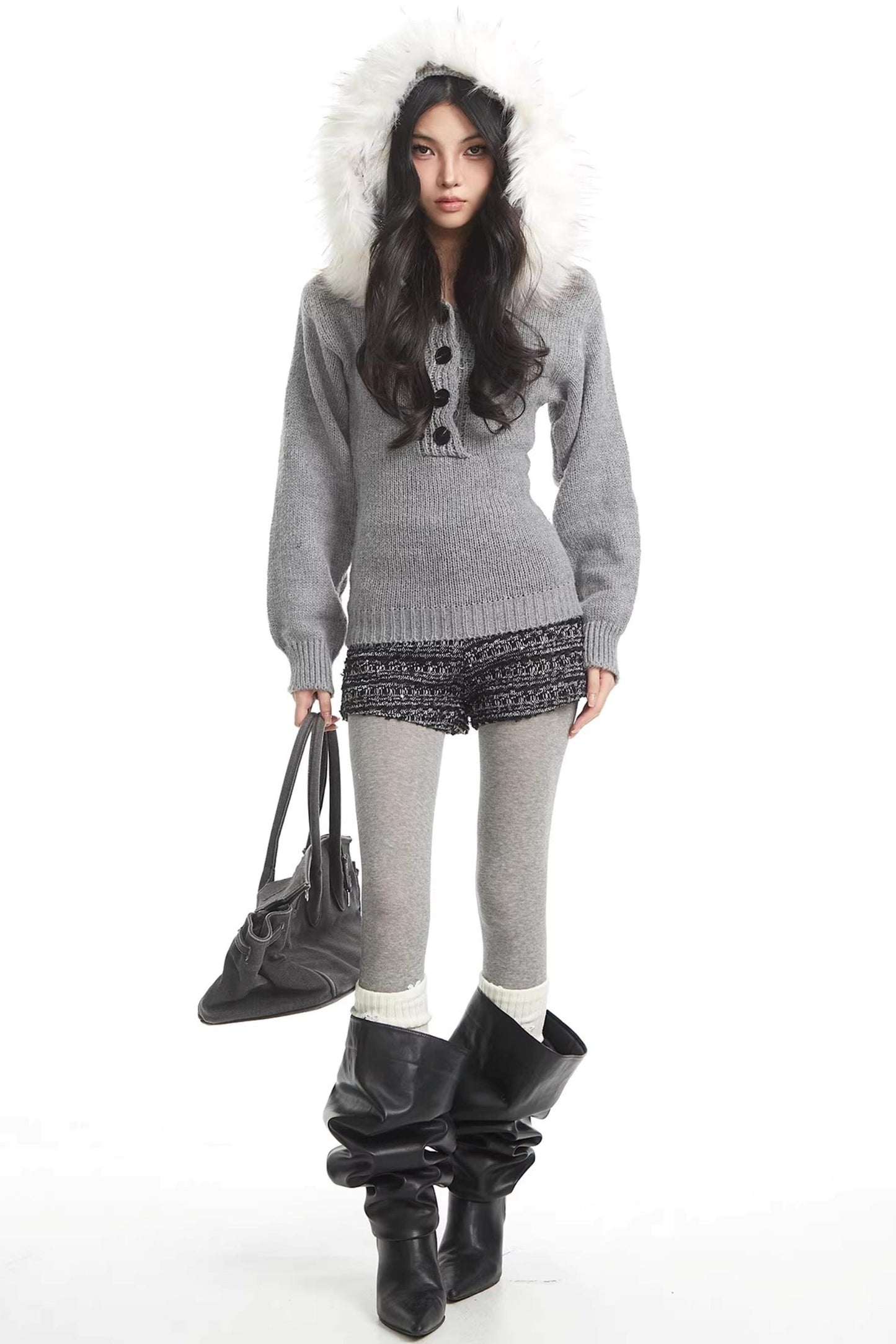 Retro Pailletten Tweed Kurze Hose