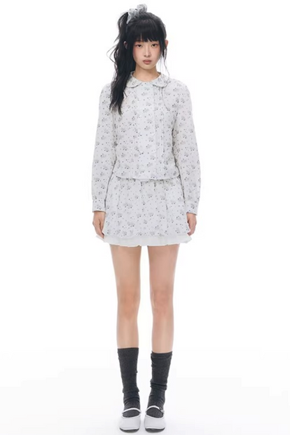 Pony Print Shirt and Skirt Matching Set