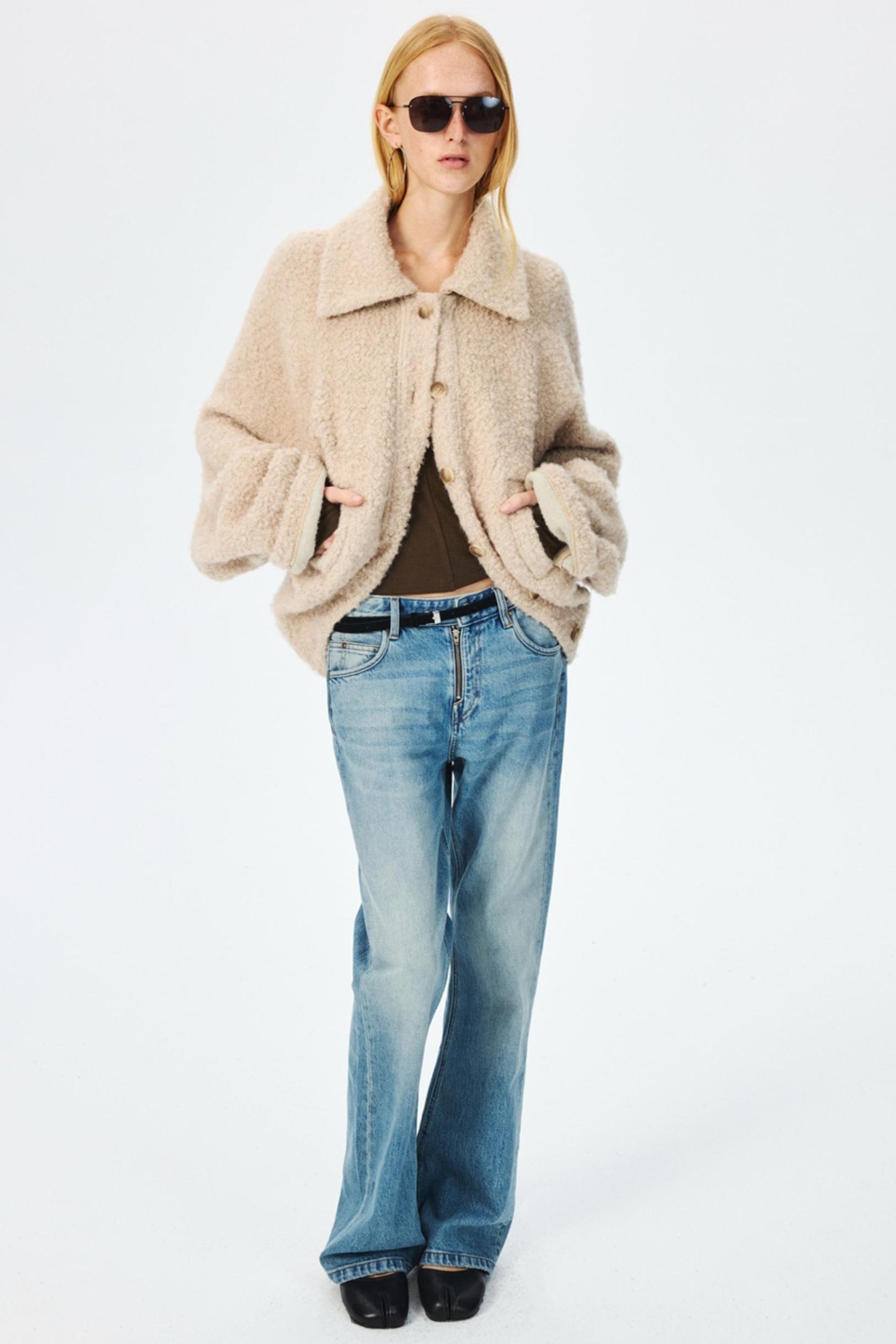 Narrow Suede Cowhide Brown Belt