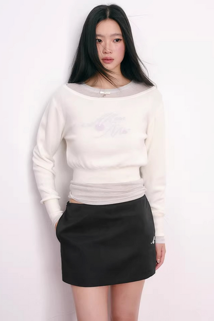 Cherry Jacquard Wool Top