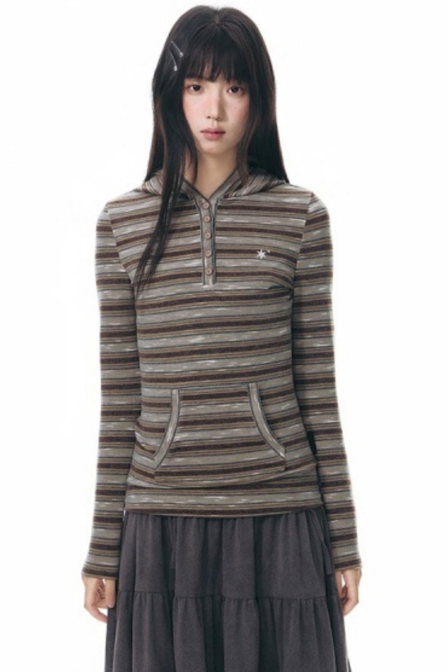Striped Slimming Stretch Hoodie