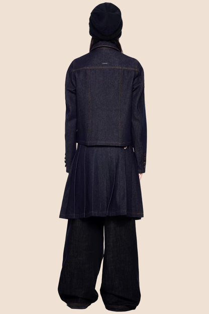 Retro Denim Faltenrock Anzug Set