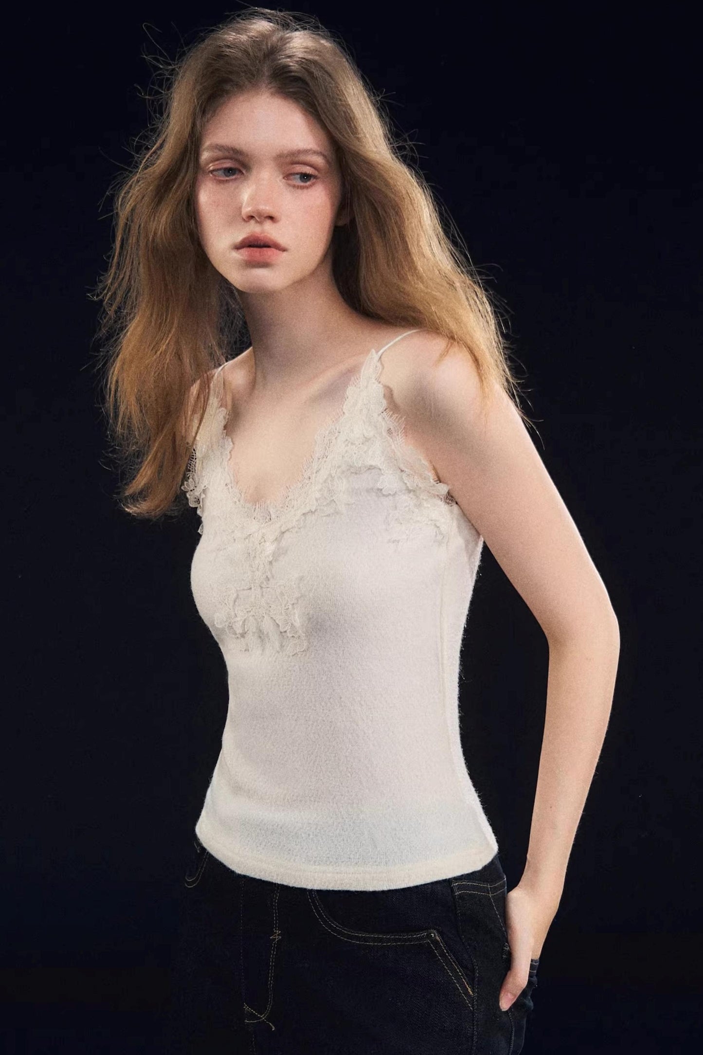 Soft Velvet Texture Lace Camisole
