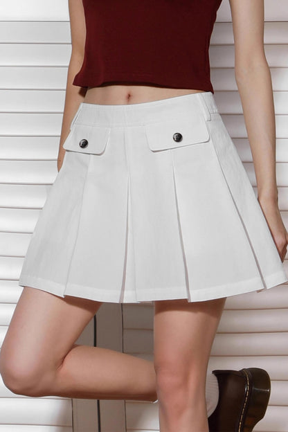 High-Waist Pleated A-Line Skirt