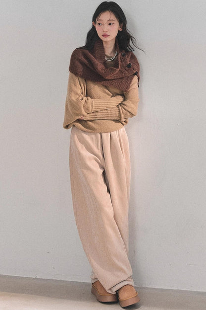 Fleece-Lined Wide-Leg Pants