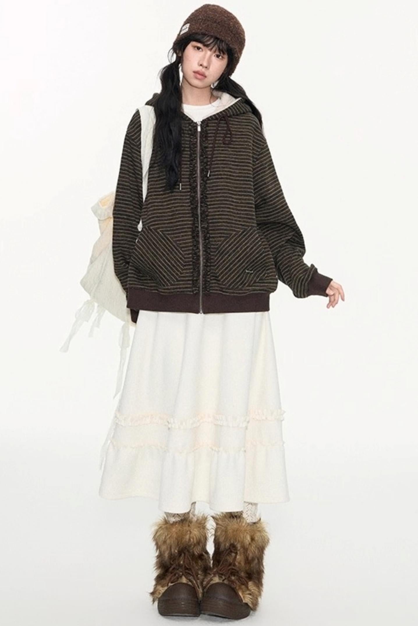 Fungus Edge Lambswool Hooded Cardigan