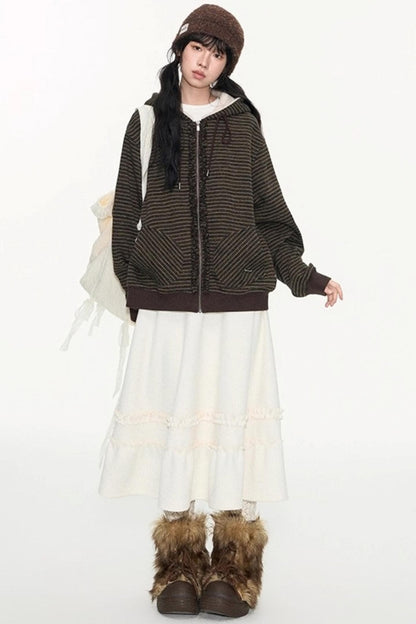 Fungus Edge Lambswool Hooded Cardigan