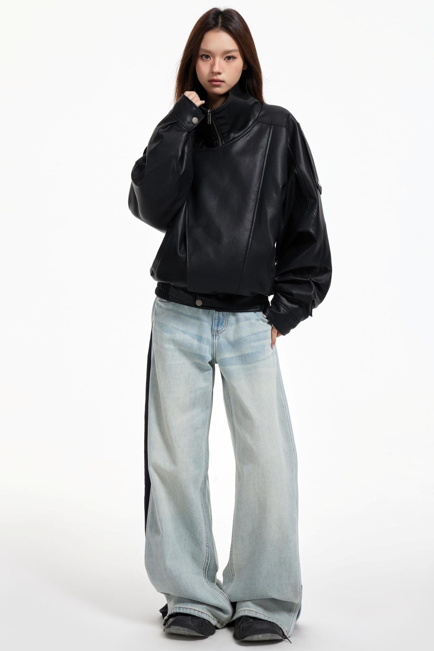 Leather Stand-Up Jacket