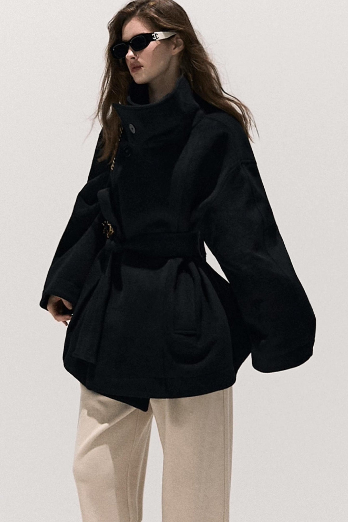 Basic Wool High-Waisted Wide-Leg Trousers