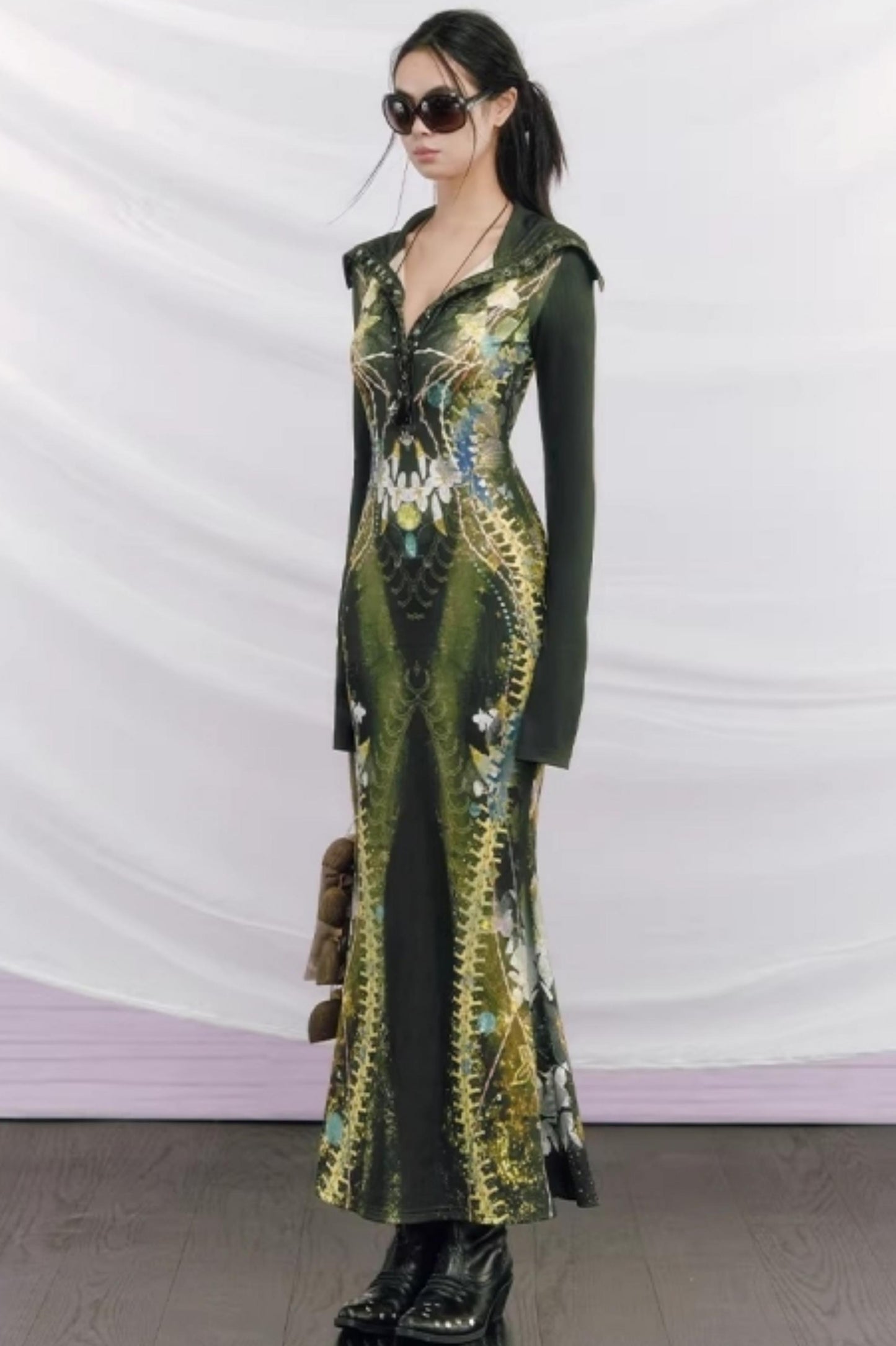 Bone Print Fishtail Dress