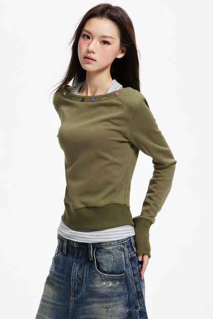 Big V-Neck Knitted Sweater Set-Up