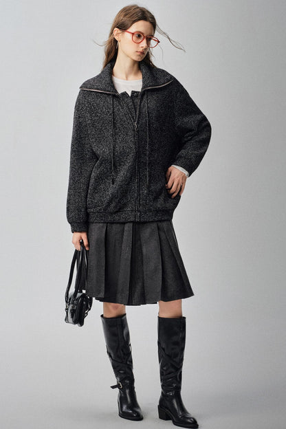 Mountains Valley Gray Wool A-line Skirt