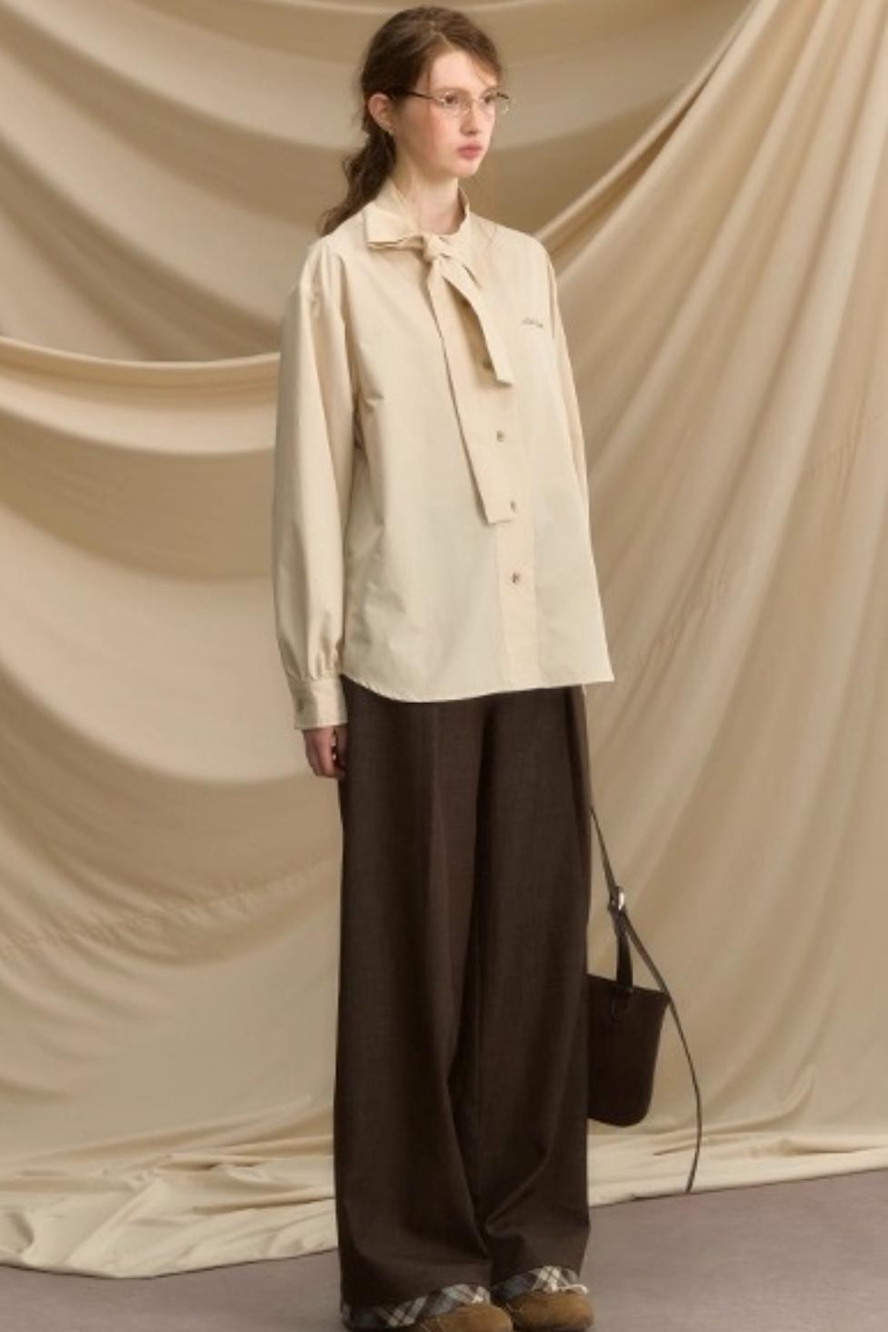 Vintage Bow Strap Striped Shirt