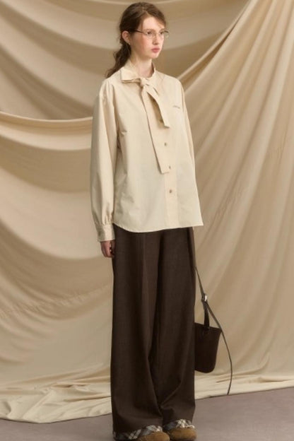 Vintage Bow Strap Striped Shirt