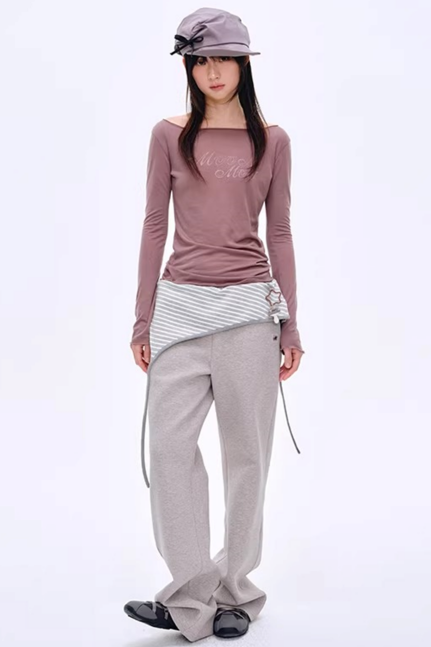 Color-Blocked Cotton Striped Pants