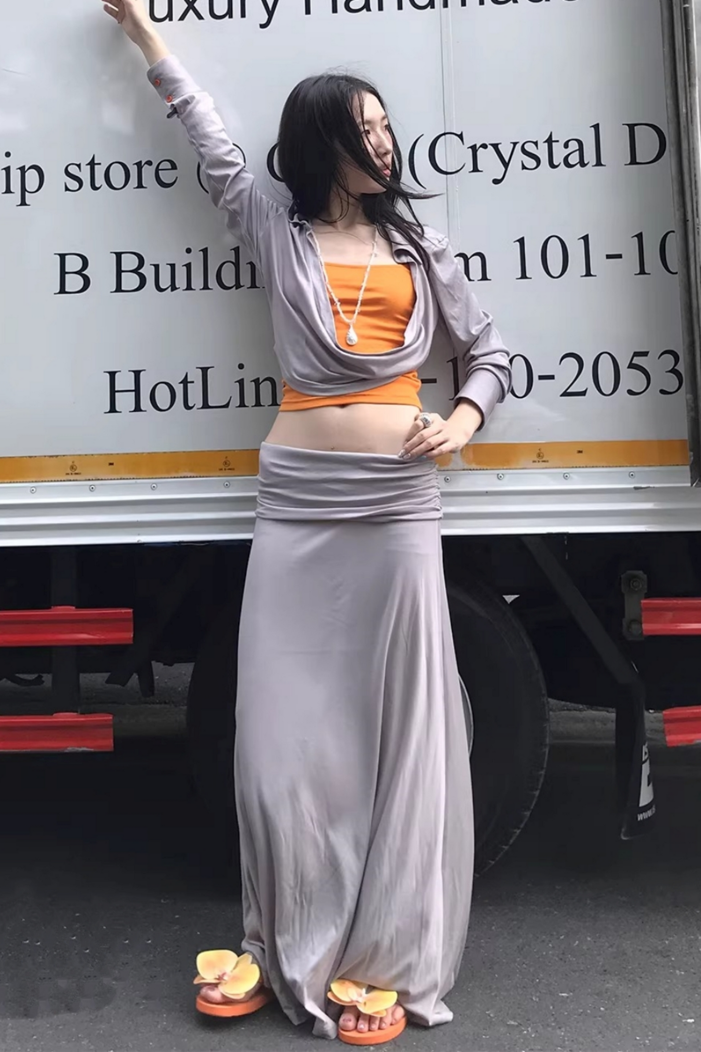 Color-Block Knit Cowl Top Set