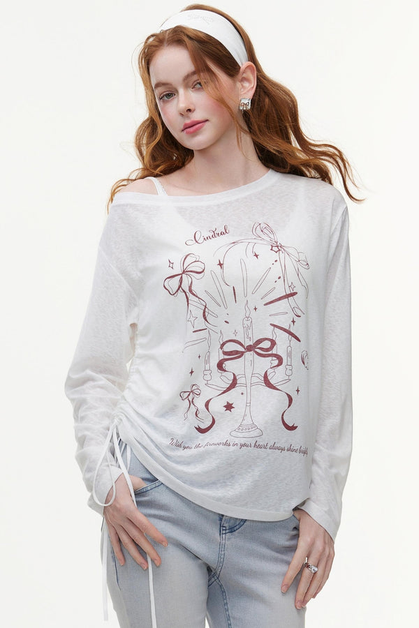 Casual Knit Fabric Graphic T-Shirt