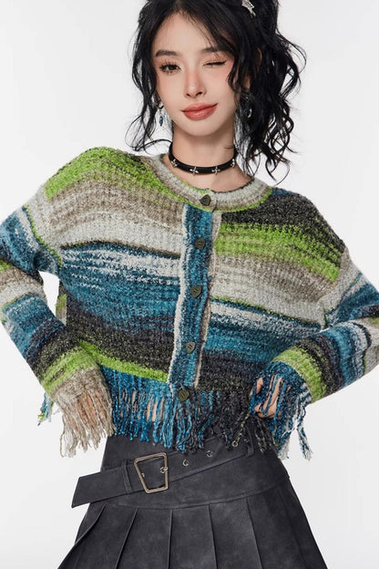 Vintage Gradient Knitted Cardigan