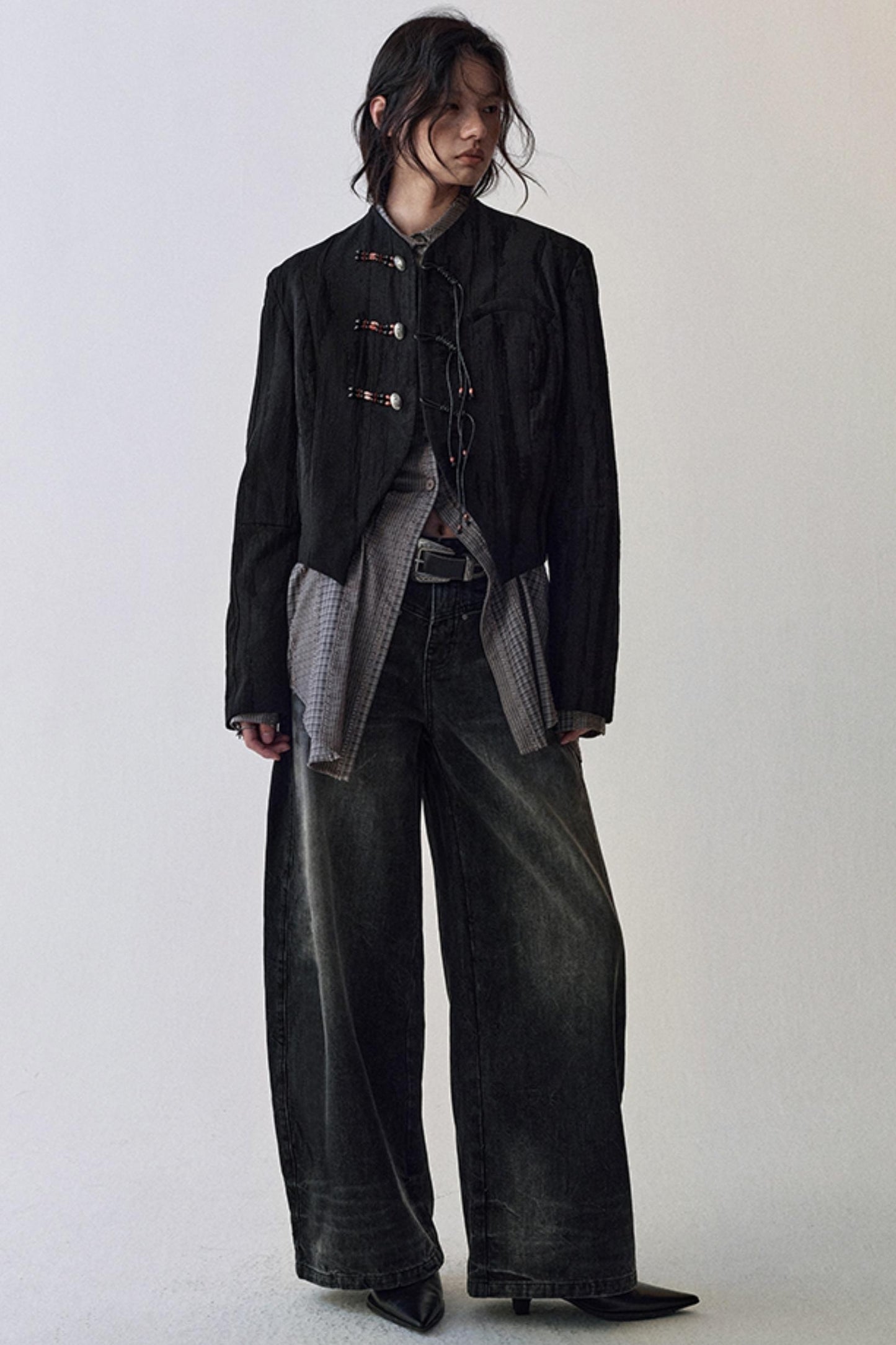 Gothic Plaid Flower Shirt & Skirt Set-Up