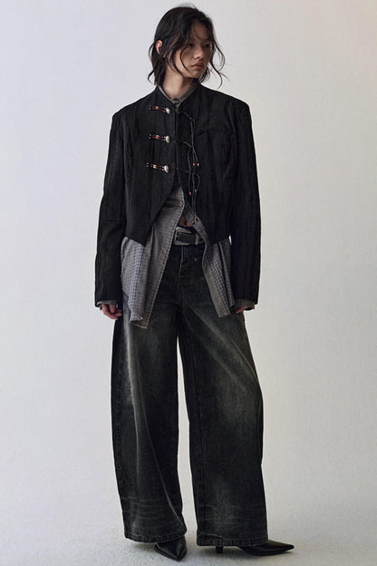 Gothic Plaid Flower Shirt & Skirt Set-Up