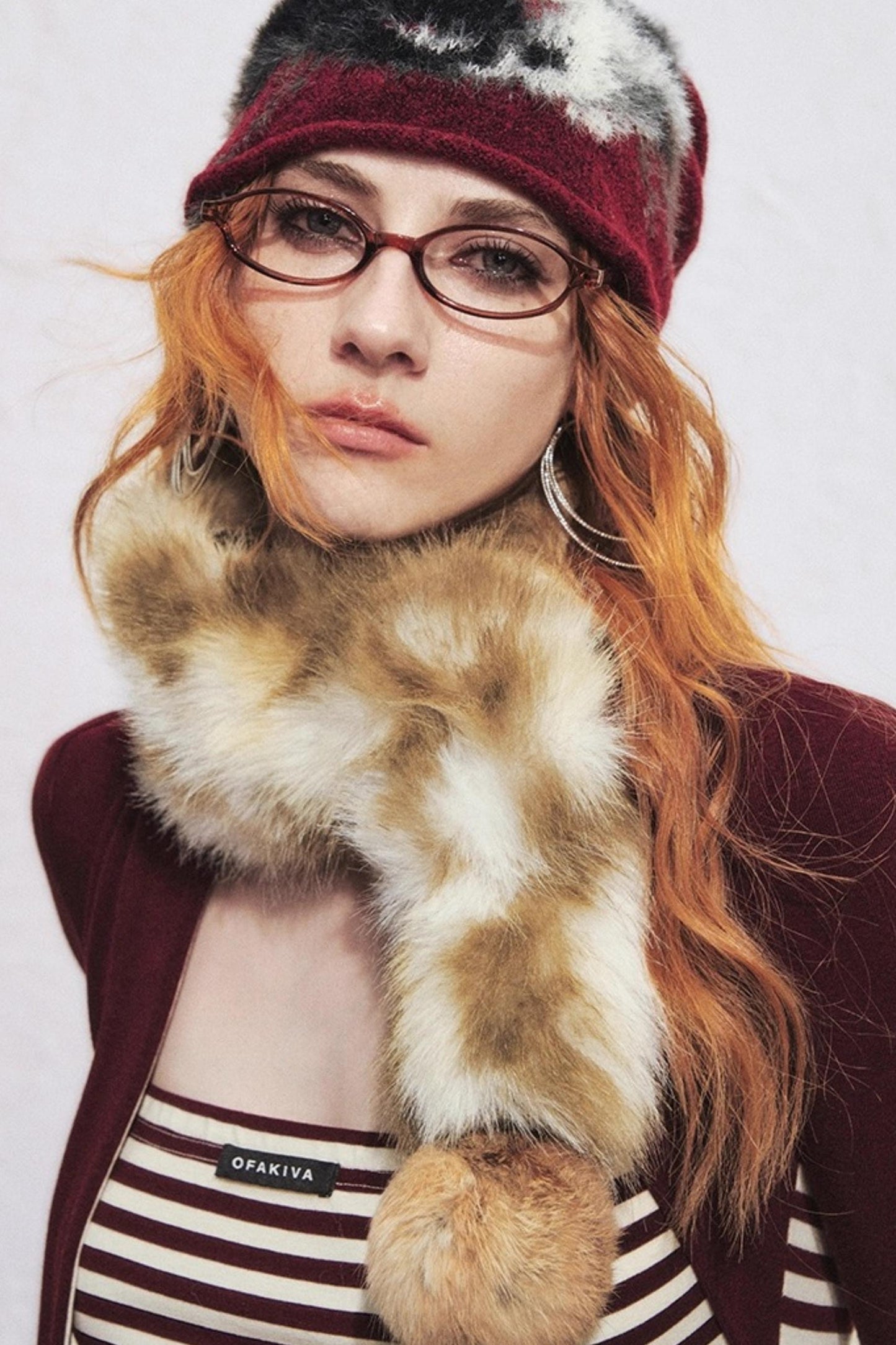 Multi-Colored Fur Ball Scarf