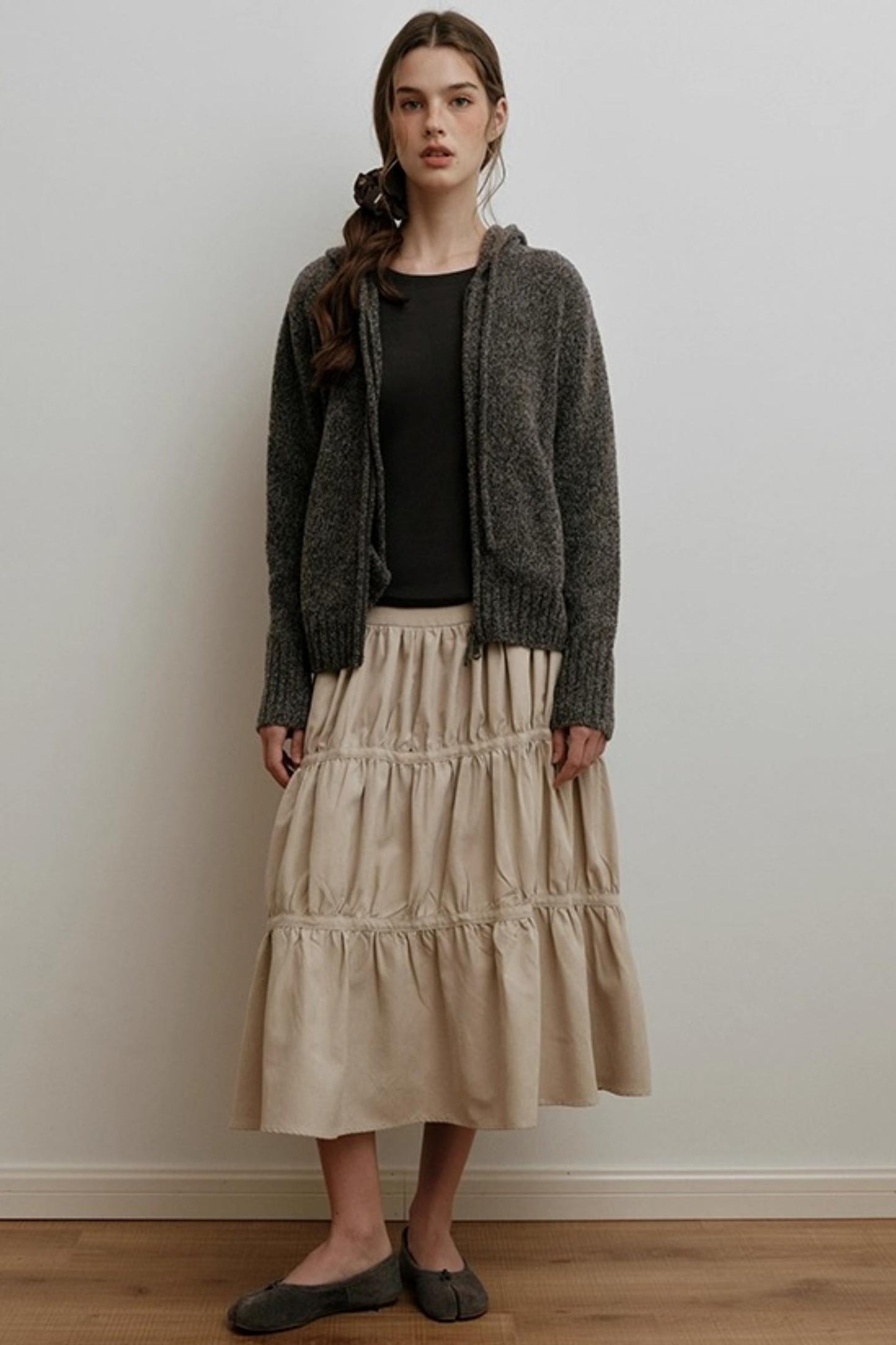 Sunset Suede Spliced Belt Umbrella Skirt