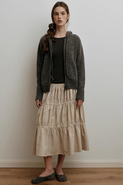 Sunset Suede Spliced Belt Umbrella Skirt