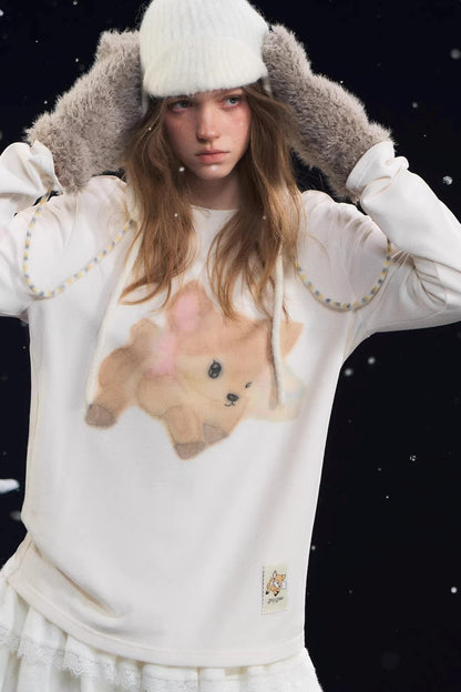 Little Deer Fluffy Blouse Top