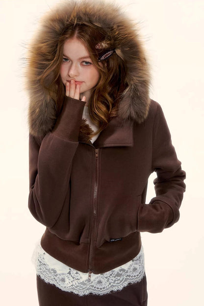 Retro Fleece-Lined Hooded Jacket Set-Up