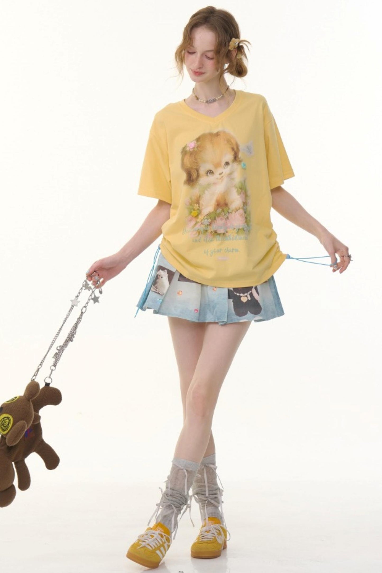 Chic Animal Print Denim Skirt