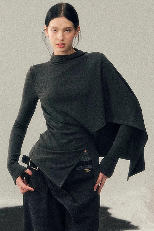 불규칙 허리 조임 겨울 상의