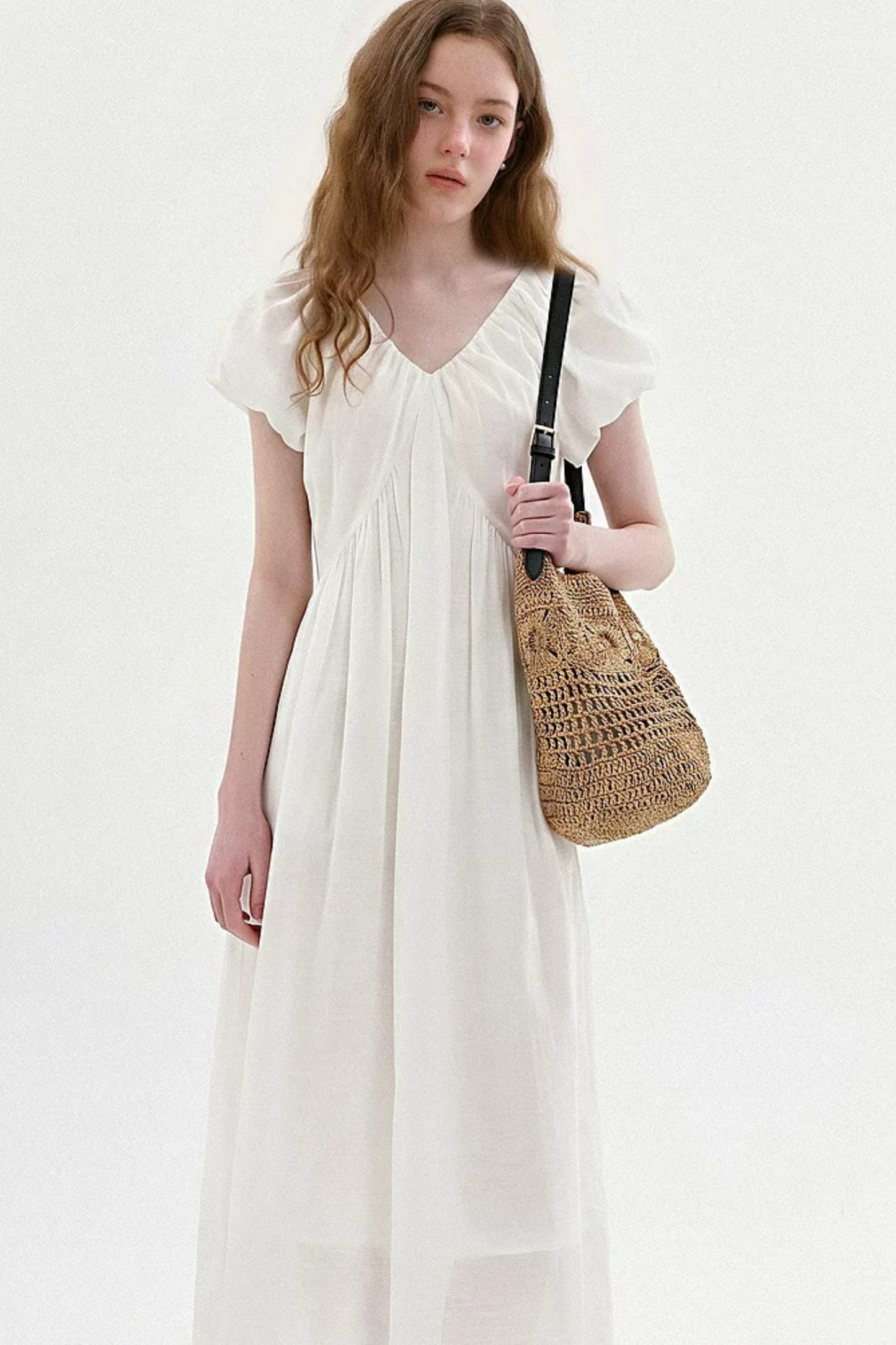 Lyocell Puff Sleeve Dress