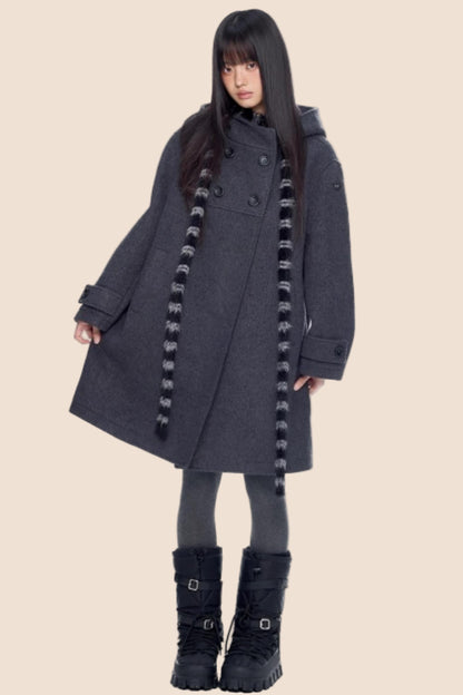 Retro Hooded Woolen Coat