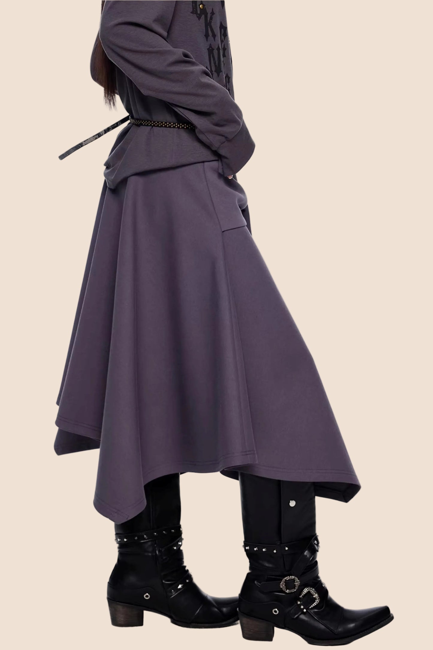 Diagonal Zipper Hooded Jacket Set-Up