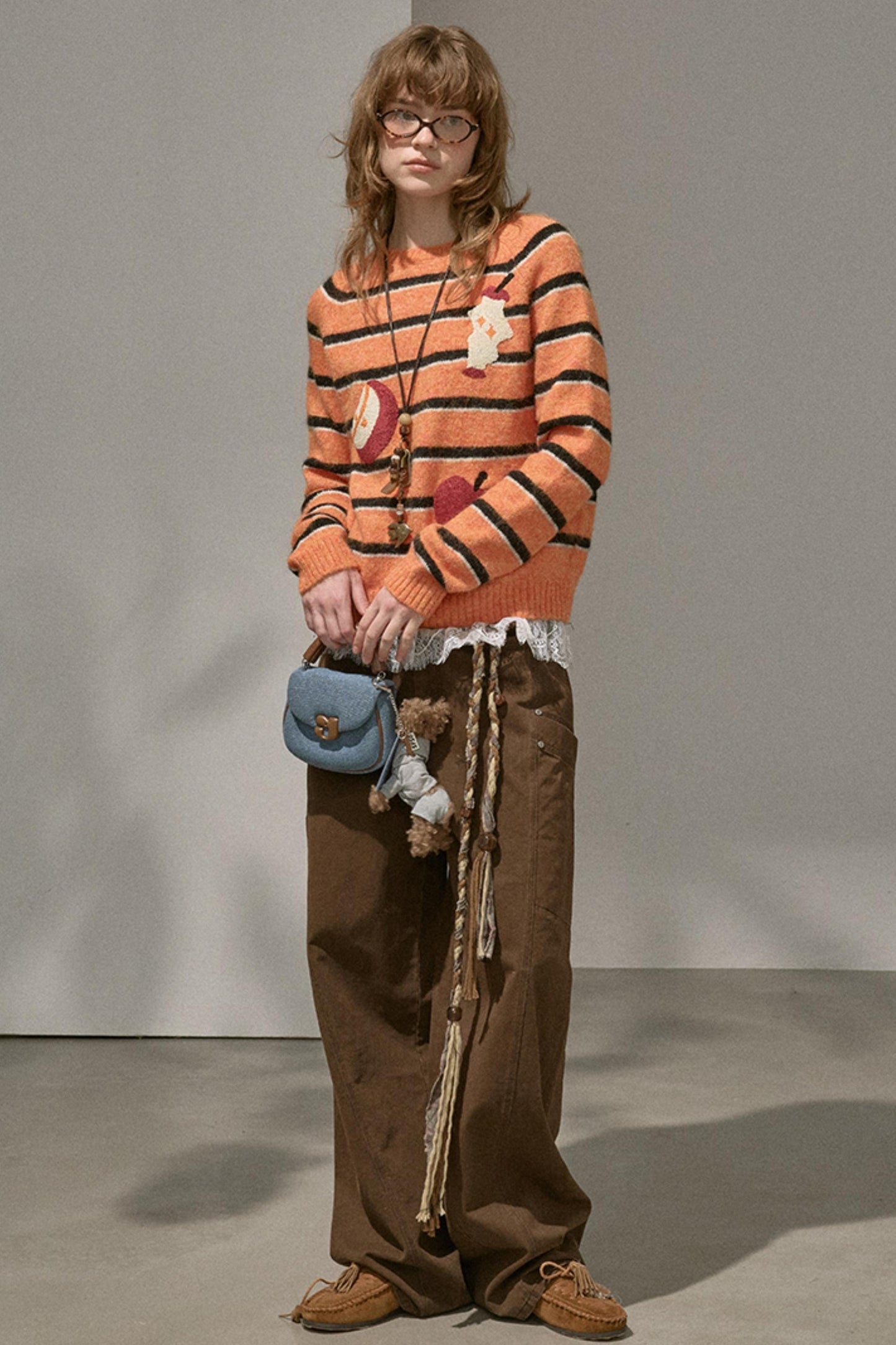 Apple Striped Crew Neck Top