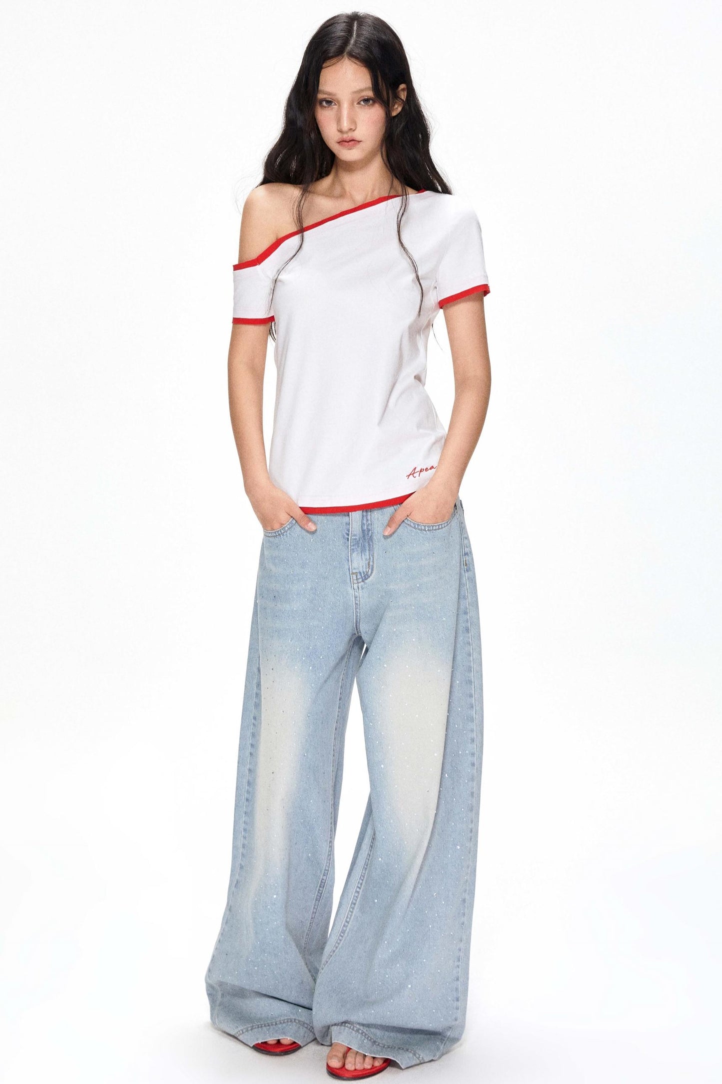 Summer Color-Block Strapless T-Shirt