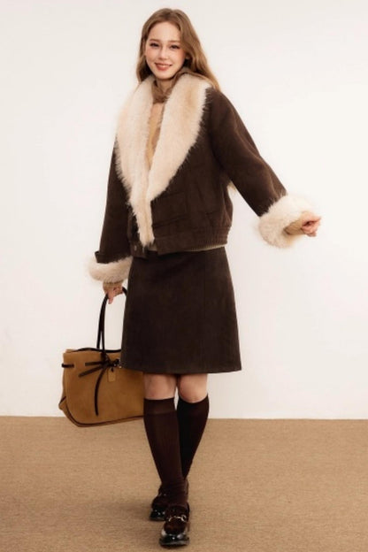 Faux Fur Suede Winter Coat