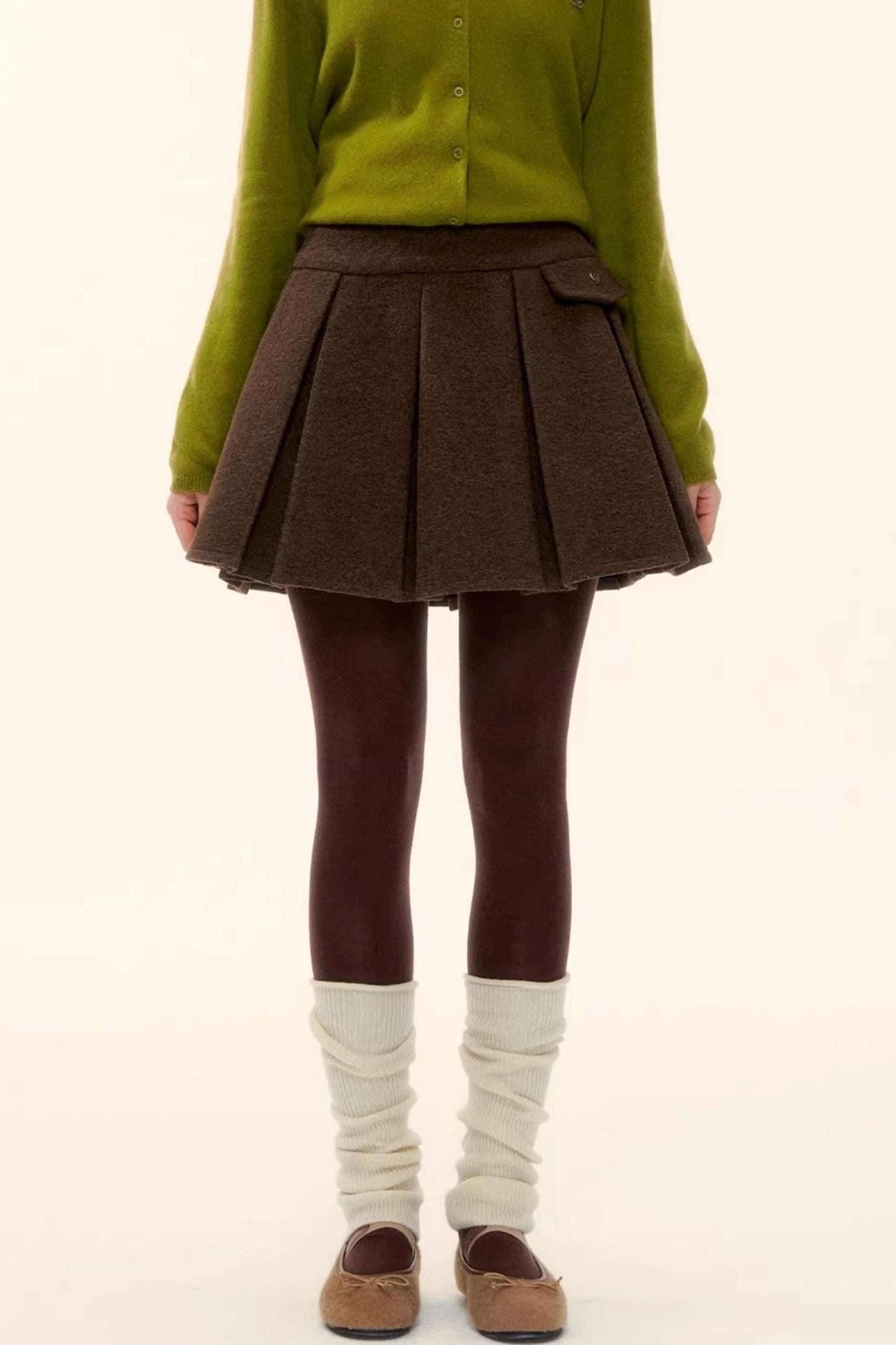 Retro Coffee Woolen Coat Set-Up