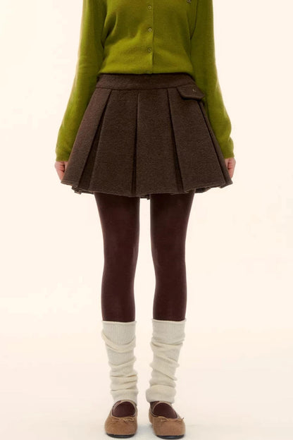 Retro Coffee Woolen Coat Set-Up