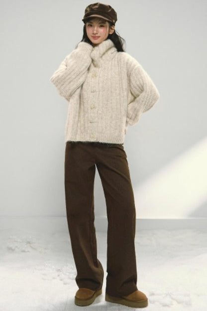 Melard Brown Jacquard Wide-Leg Pants