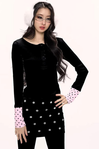 Zircon Polka Dot Knit Top