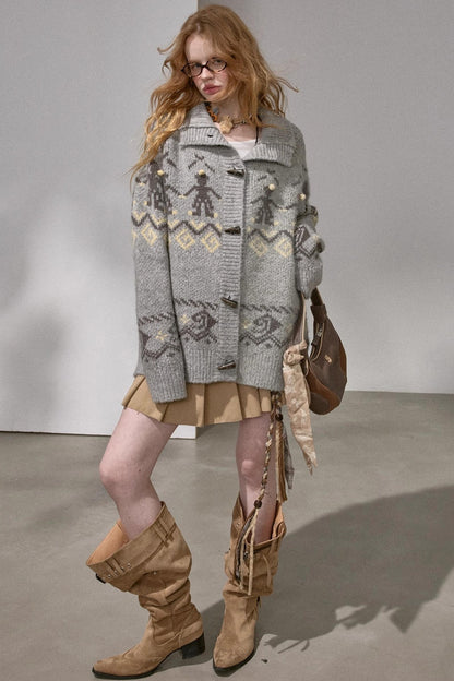 Pom-Pom Knit Cardigan Jacket