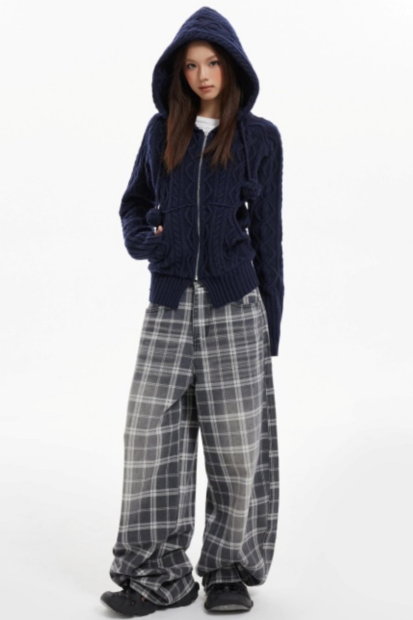 American Hooded Cable Knit Sweater