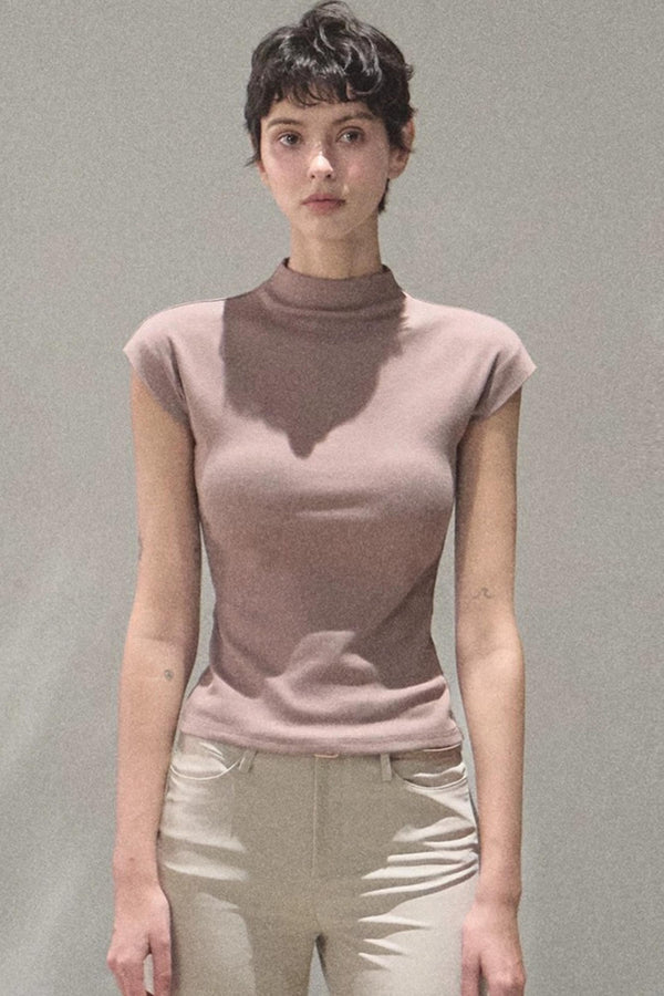 Ribbed Lyocell Short Sleeve Top