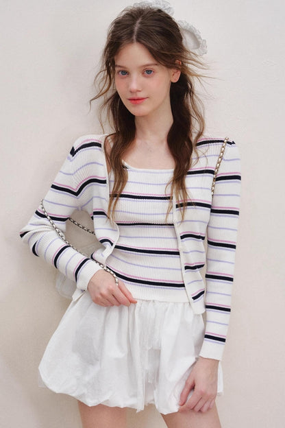 Striped Knit Cardigan Set
