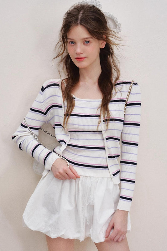 Striped Knit Cardigan Set
