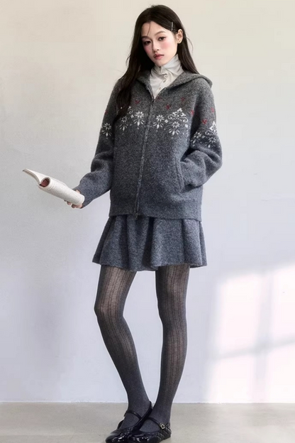 Frosting Jacquard Knit Jacket Set-Up
