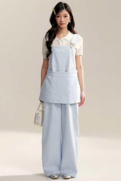Striped Bib Jumpsuit Set