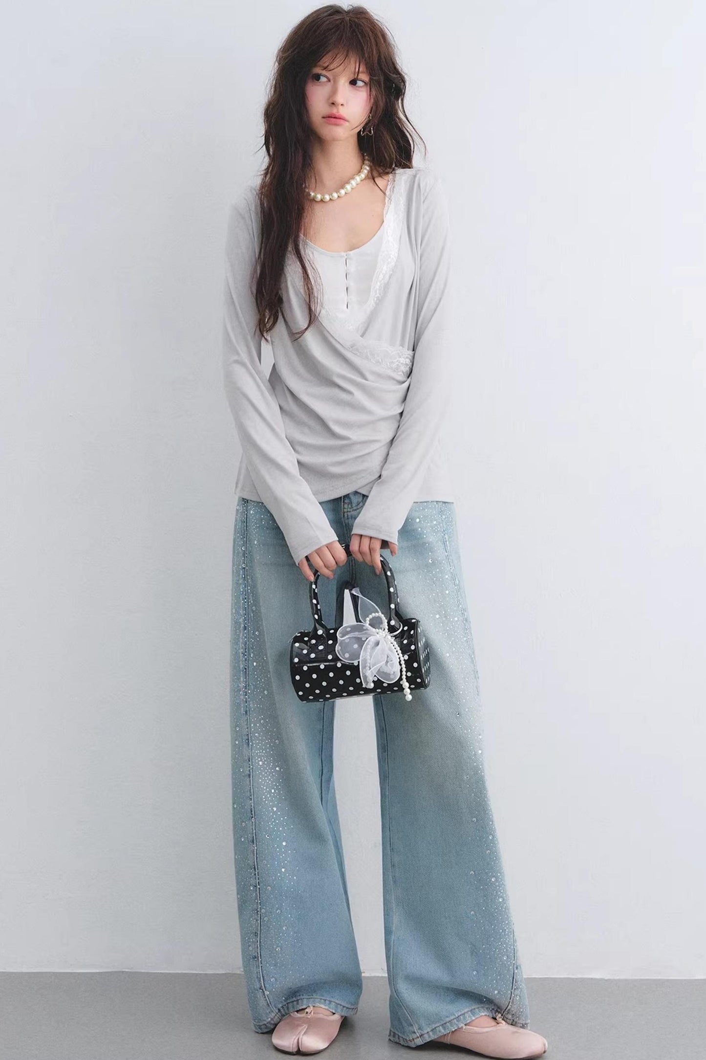 Lyocell Rhinestone Scimitar Pants